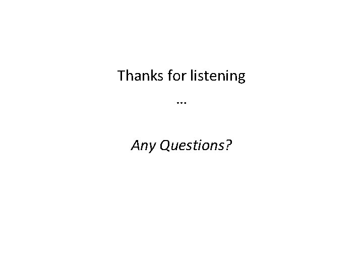 Thanks for listening … Any Questions? 
