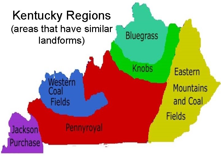Kentucky Regions (areas that have similar landforms) 