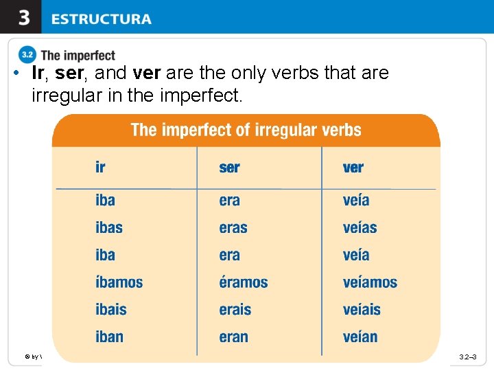  • Ir, ser, and ver are the only verbs that are irregular in