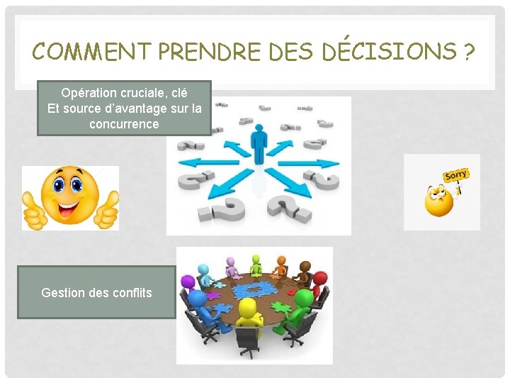 COMMENT PRENDRE DES DÉCISIONS ? Opération cruciale, clé Et source d’avantage sur la concurrence