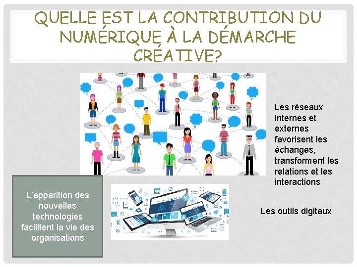 QUELLE EST LA CONTRIBUTION DU NUMÉRIQUE À LA DÉMARCHE CRÉATIVE? Les réseaux internes et