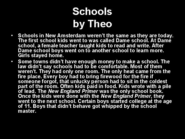 Schools by Theo • Schools in New Amsterdam weren’t the same as they are Schools by Theo • Schools in New Amsterdam weren’t the same as they are