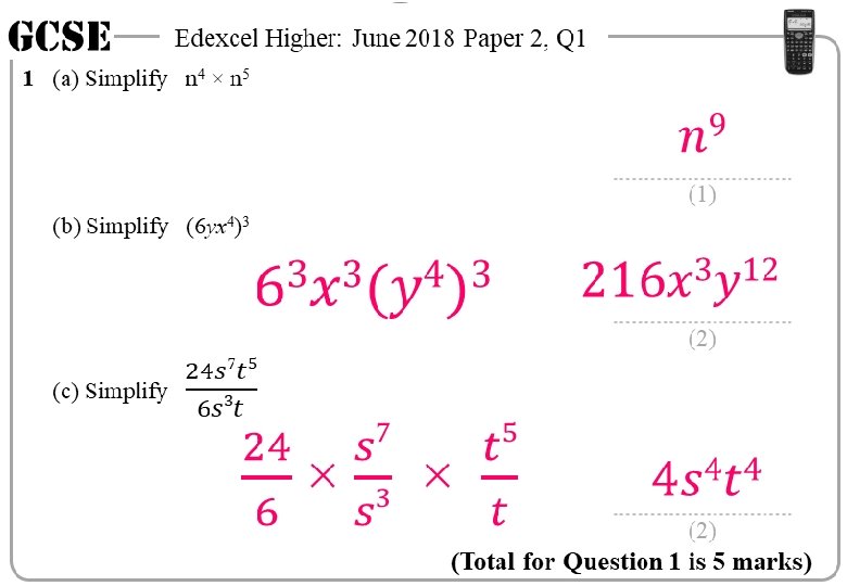 GCSE Edexcel Higher: June 2018 Paper 2, Q 1 1 (a) Simplify n 4