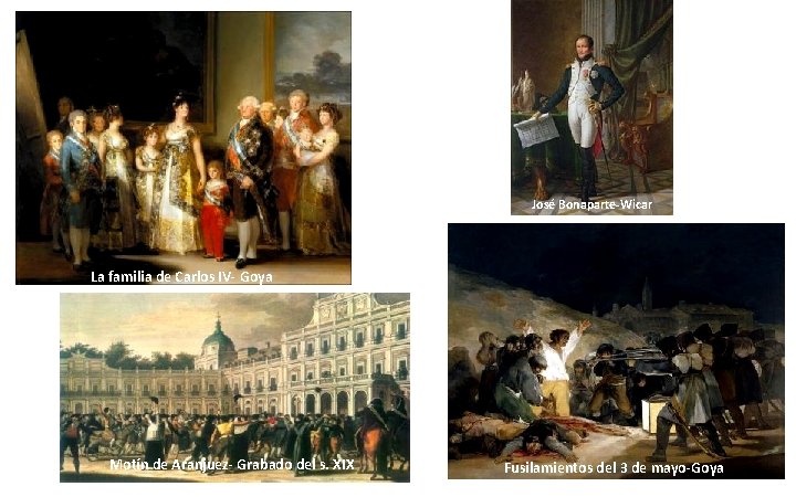 José Bonaparte-Wicar La familia de Carlos IV- Goya Motín de Aranjuez- Grabado del s.