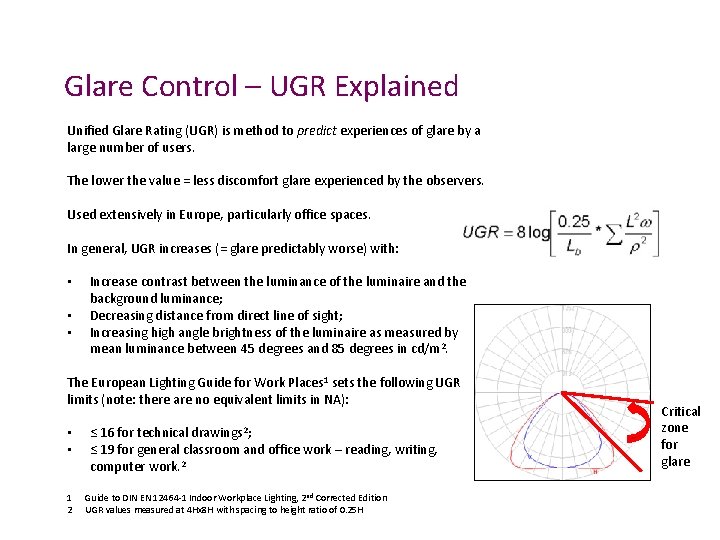 Glare Control – UGR Explained Unified Glare Rating (UGR) is method to predict experiences