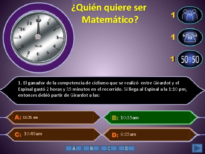 ¿Quién quiere ser Matemático? 1. El ganador de la competencia de ciclismo que se