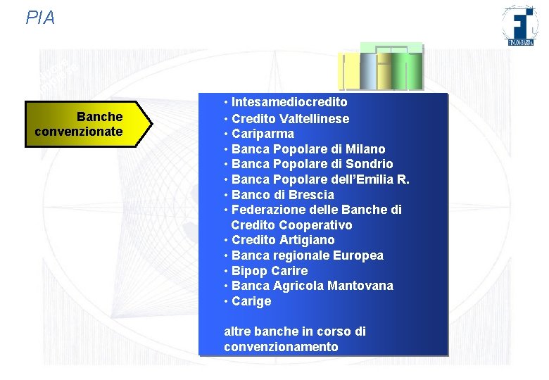 PIA vese o Nupre Im Banche convenzionate • Intesamediocredito • Credito Valtellinese • Cariparma