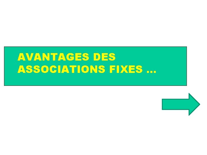 AVANTAGES DES ASSOCIATIONS FIXES … 