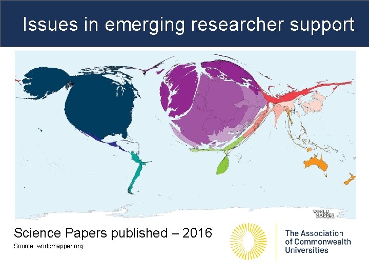 Issues in emerging researcher support Science Papers published – 2016 Source: worldmapper. org 