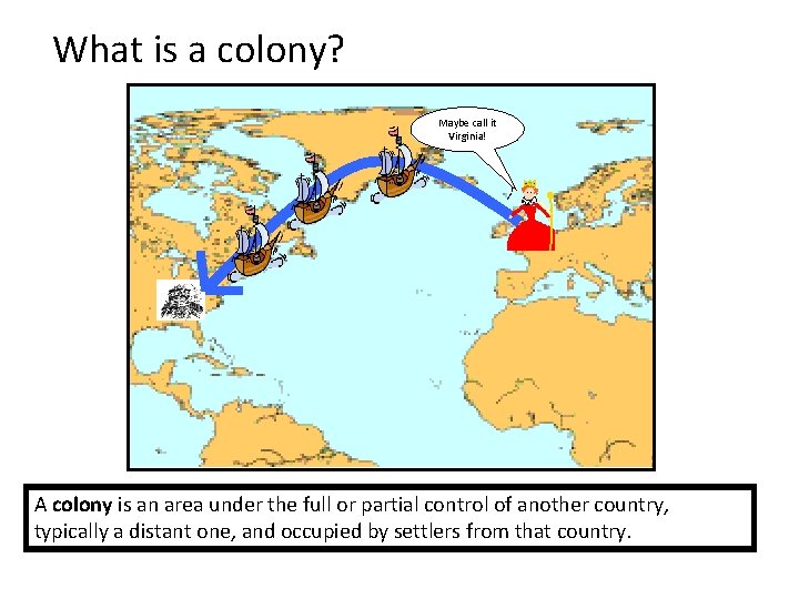 What is a colony? Maybe call it Virginia! A colony is an area under