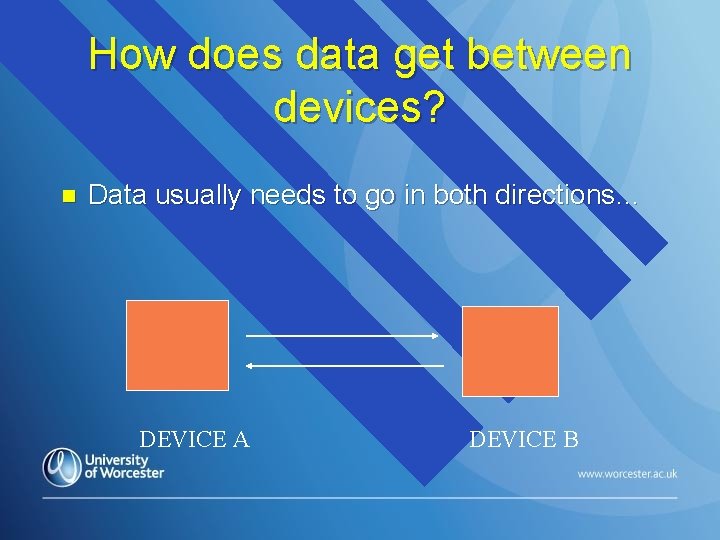 How does data get between devices? n Data usually needs to go in both