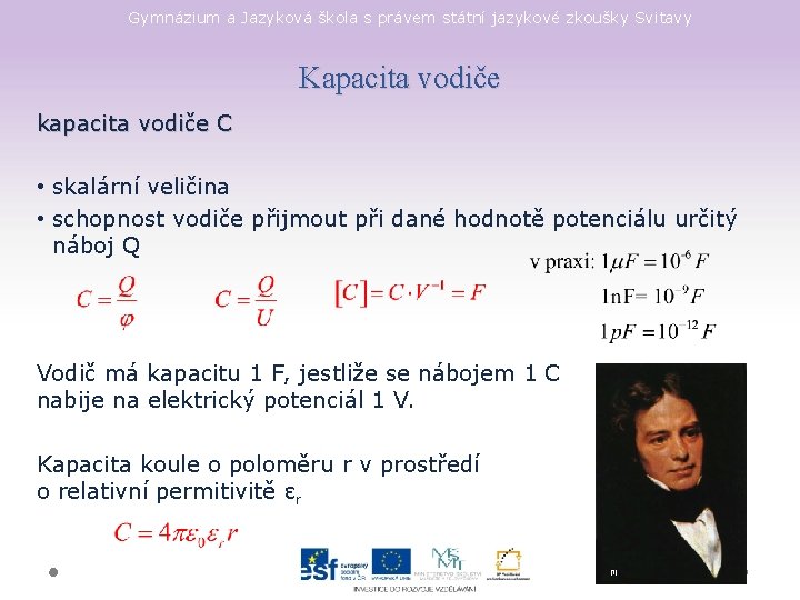 Gymnázium a Jazyková škola s právem státní jazykové zkoušky Svitavy Kapacita vodiče kapacita vodiče