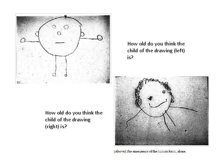 How old do you think the child of the drawing (left) is? How old