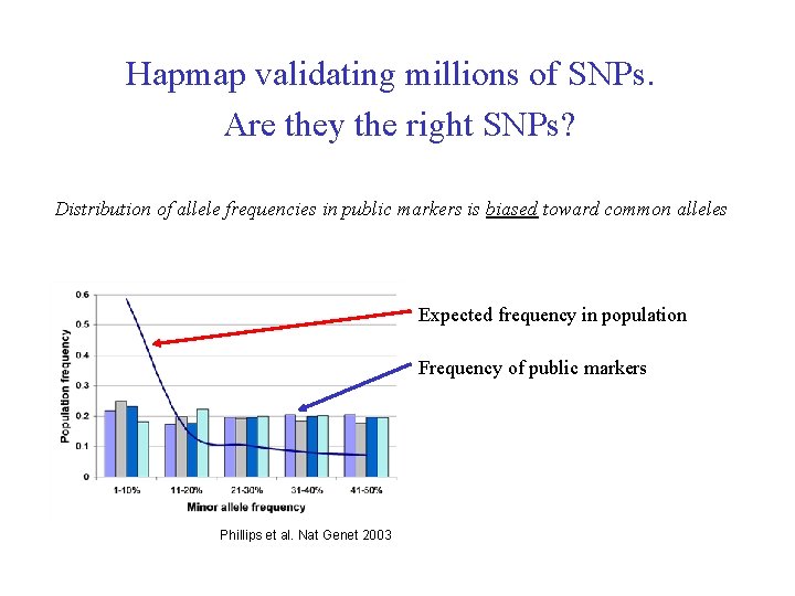 Hapmap validating millions of SNPs. Are they the right SNPs? Distribution of allele frequencies