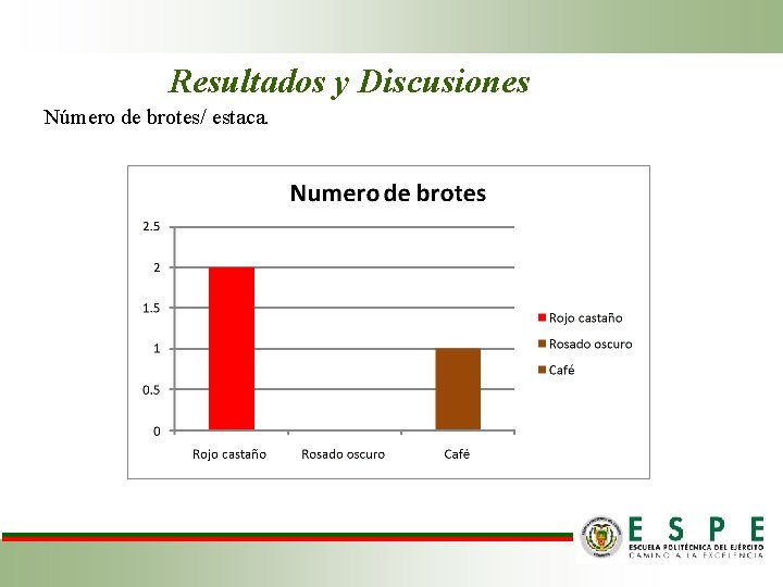 Resultados y Discusiones Número de brotes/ estaca. 