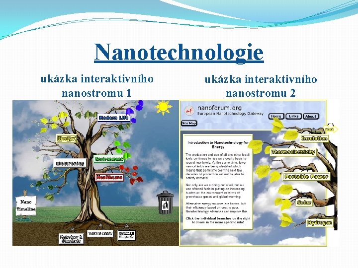 Nanotechnologie ukázka interaktivního nanostromu 1 ukázka interaktivního nanostromu 2 