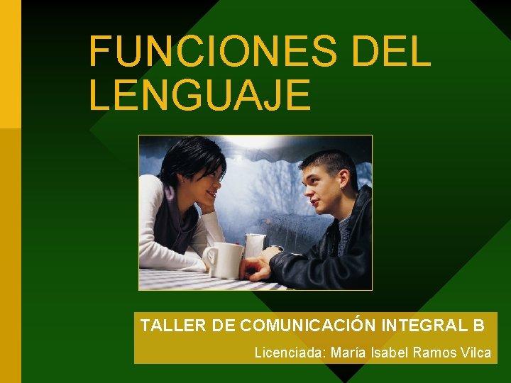 FUNCIONES DEL LENGUAJE TALLER DE COMUNICACIÓN INTEGRAL B Licenciada: María Isabel Ramos Vilca 