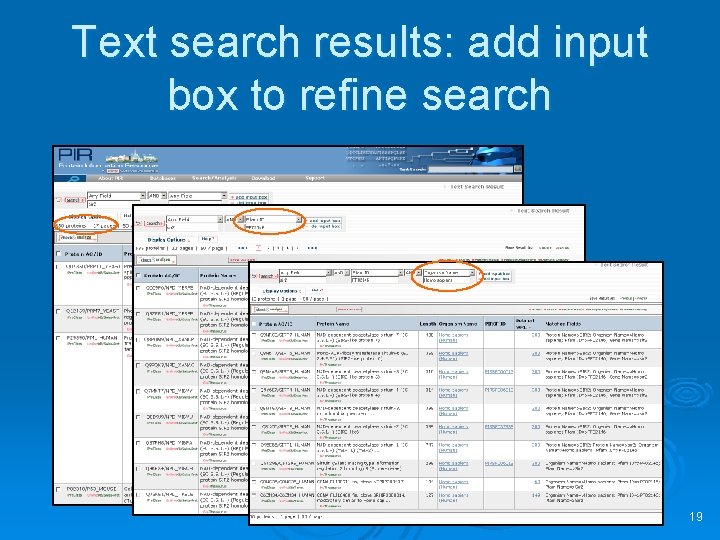 Text search results: add input box to refine search 19 