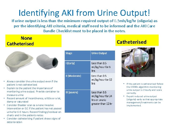 Identifying AKI from Urine Output! If urine output is less than the minimum required