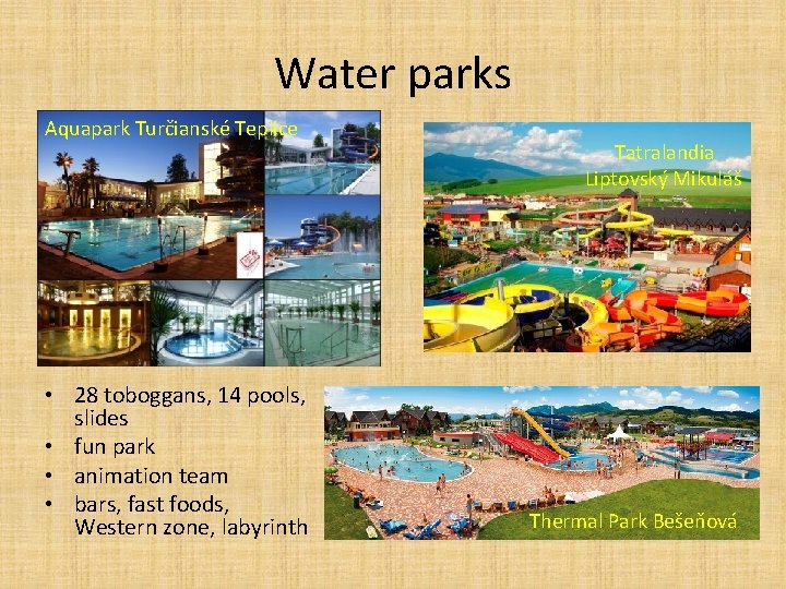 Water parks Aquapark Turčianské Teplice • 28 toboggans, 14 pools, slides • fun park