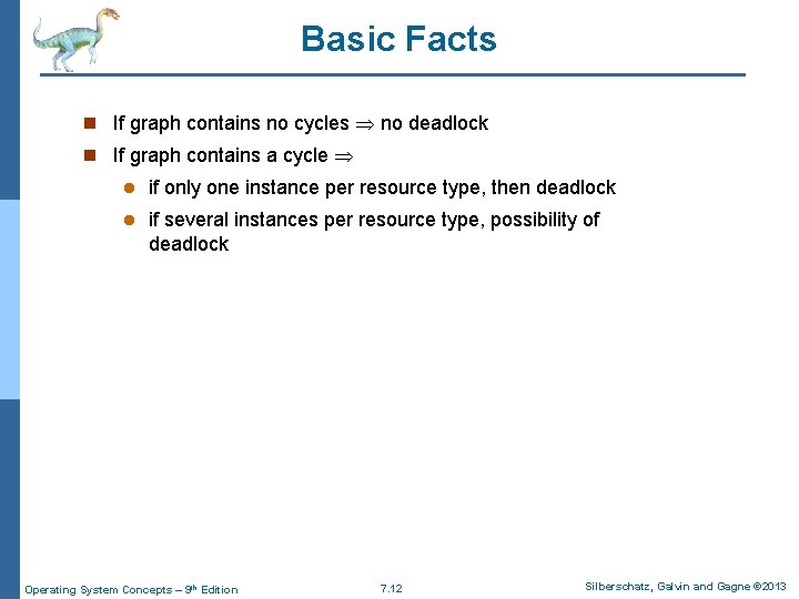 Basic Facts n If graph contains no cycles no deadlock n If graph contains Basic Facts n If graph contains no cycles no deadlock n If graph contains