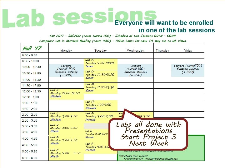 Everyone will want to be enrolled in one of the lab sessions Labs all Everyone will want to be enrolled in one of the lab sessions Labs all