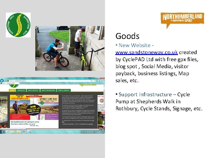 Goods • New Website www. sandstoneway. co. uk created by Cycle. PAD Ltd with Goods • New Website www. sandstoneway. co. uk created by Cycle. PAD Ltd with
