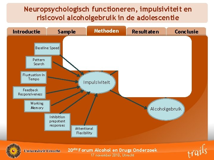 Neuropsychologisch functioneren, impulsiviteit en risicovol alcoholgebruik in de adolescentie Introductie Methoden Methods Sample Baseline