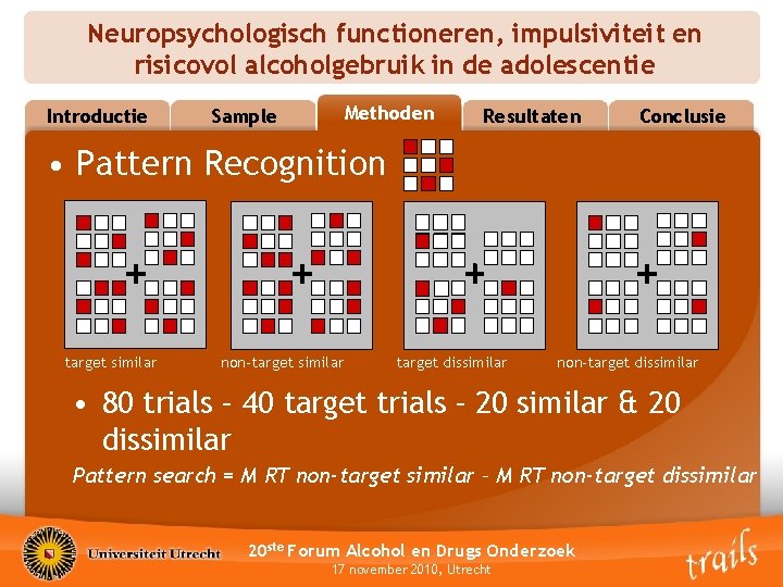 Neuropsychologisch functioneren, impulsiviteit en risicovol alcoholgebruik in de adolescentie Introductie Methoden Methods Sample Resultaten