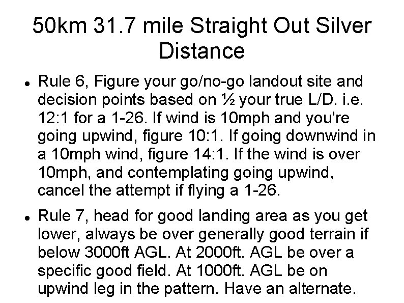 50 km 31. 7 mile Straight Out Silver Distance Rule 6, Figure your go/no-go