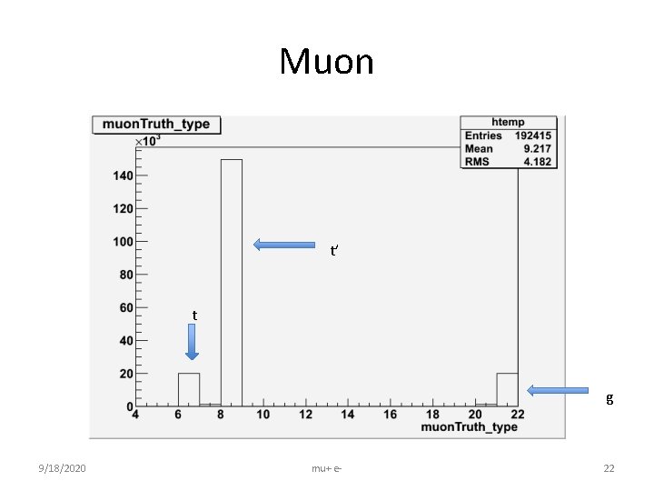 Muon t’ t g 9/18/2020 mu+ e- 22 