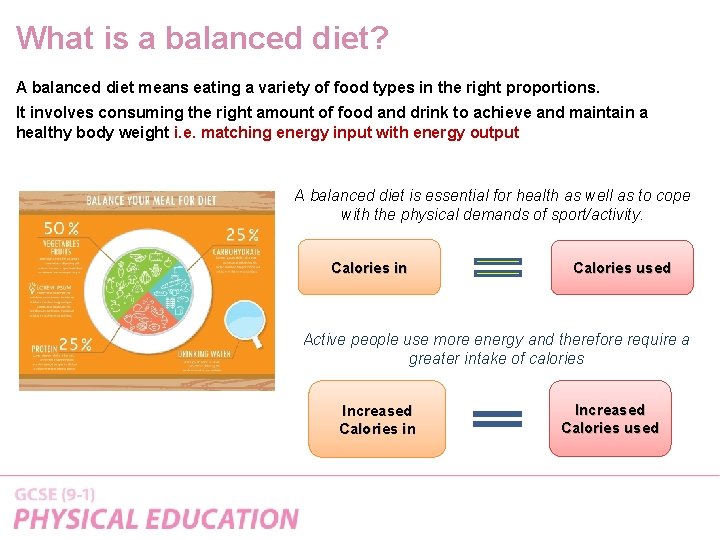 What is a balanced diet? A balanced diet means eating a variety of food
