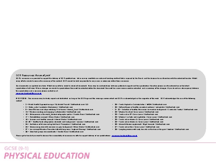 OCR Resources: the small print OCR’s resources are provided to support the delivery of