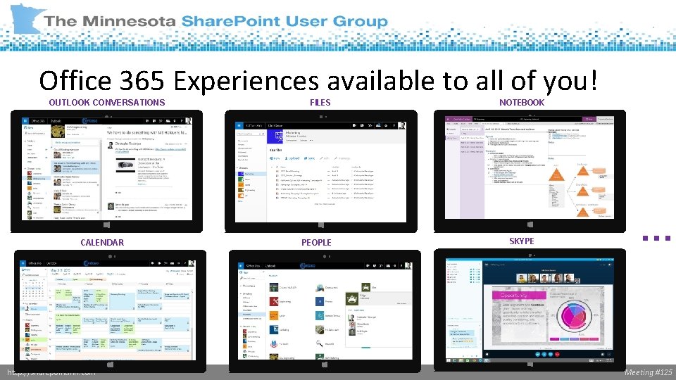 Office 365 Experiences available to all of you! OUTLOOK CONVERSATIONS CALENDAR http: //sharepointmn. com