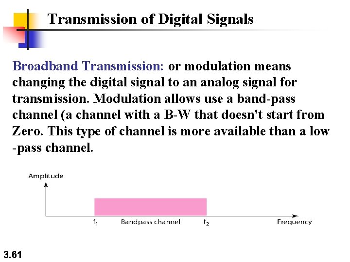 Transmission of Digital Signals Broadband Transmission: or modulation means changing the digital signal to Transmission of Digital Signals Broadband Transmission: or modulation means changing the digital signal to