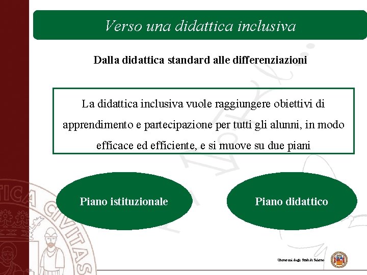 Versouna unadidatticainclusiva Dalla didattica standard alle differenziazioni La didattica inclusiva vuole raggiungere obiettivi di