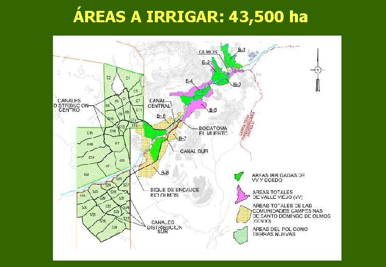 ÁREAS A IRRIGAR: 43, 500 ha 
