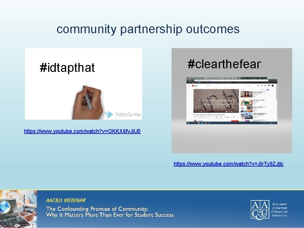 community partnership outcomes #idtapthat #clearthefear https: //www. youtube. com/watch? v=OKKX 6 fv. Ji. U