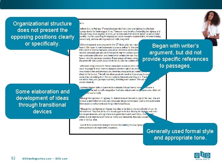 Organizational structure does not present the opposing positions clearly or specifically. Began with writer’s
