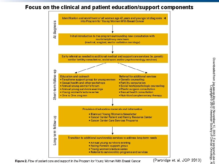 Focus on the clinical and patient education/support components (Partridge et al, JOP 2013) 