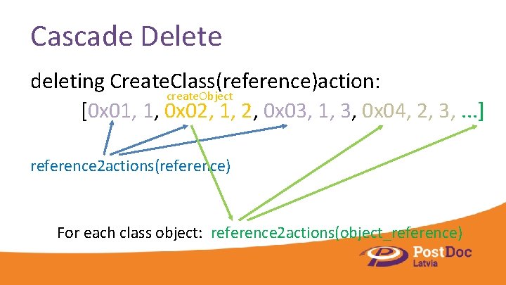 Cascade Delete deleting Create. Class(reference)action: create. Object [0 x 01, 1, 0 x 02,