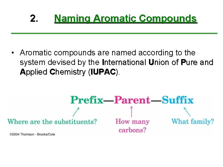 2. Naming Aromatic Compounds • Aromatic compounds are named according to the system devised 2. Naming Aromatic Compounds • Aromatic compounds are named according to the system devised