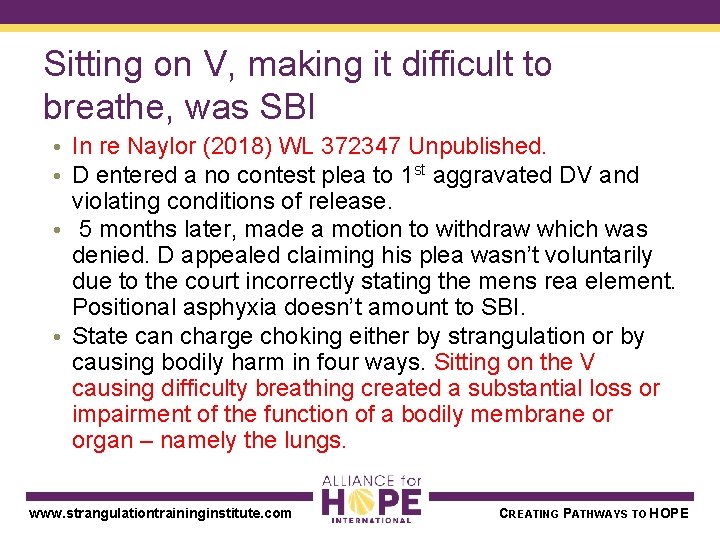 Sitting on V, making it difficult to breathe, was SBI • In re Naylor