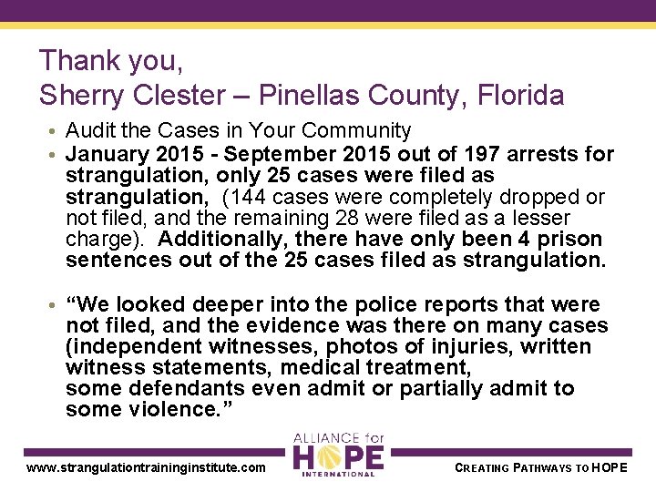 Thank you, Sherry Clester – Pinellas County, Florida • Audit the Cases in Your