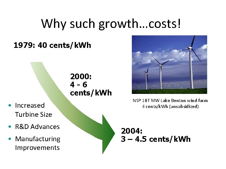 Why such growth…costs! 1979: 40 cents/k. Wh 2000: 4 -6 cents/k. Wh • Increased Why such growth…costs! 1979: 40 cents/k. Wh 2000: 4 -6 cents/k. Wh • Increased