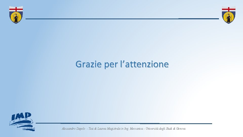 Grazie per l’attenzione Alessandro Dapelo - Tesi di Laurea Magistrale in Ing. Meccanica -