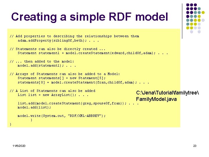 Creating a simple RDF model // Add properties to describing the relationships between them