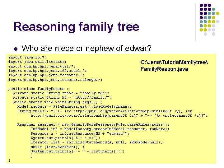 Reasoning family tree l import import Who are niece or nephew of edwar? java.