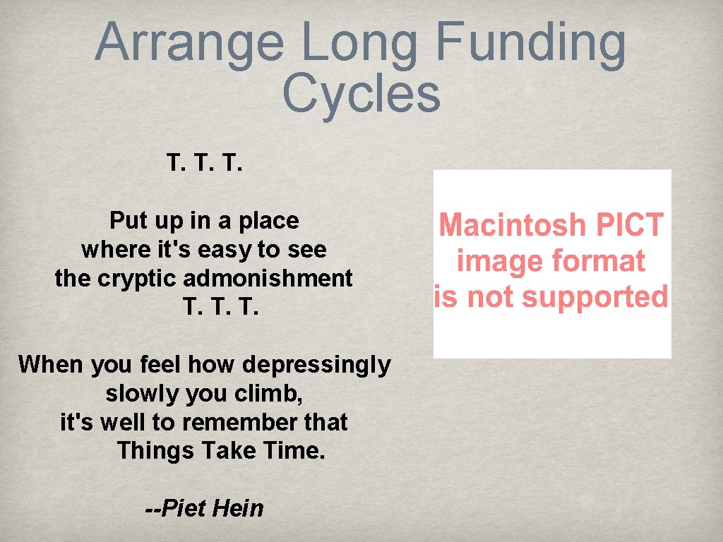 Arrange Long Funding Cycles T. T. T. Put up in a place where it's