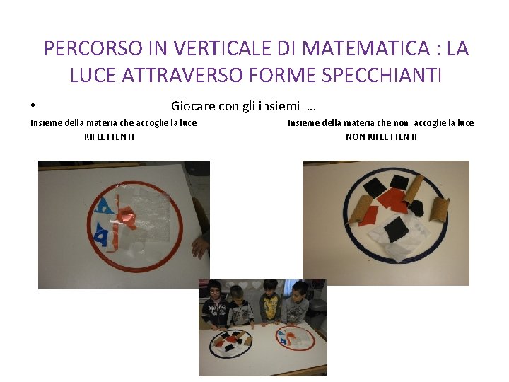 PERCORSO IN VERTICALE DI MATEMATICA : LA LUCE ATTRAVERSO FORME SPECCHIANTI • Giocare con